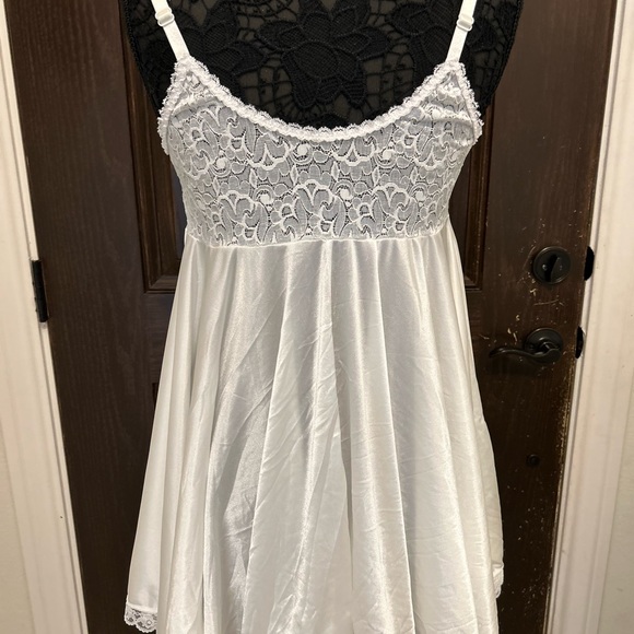 VTG Intimate Attitudes Bridal White Sheer Slip Lingerie Dress Whimsical 1X Curve - Picture 4 of 9
